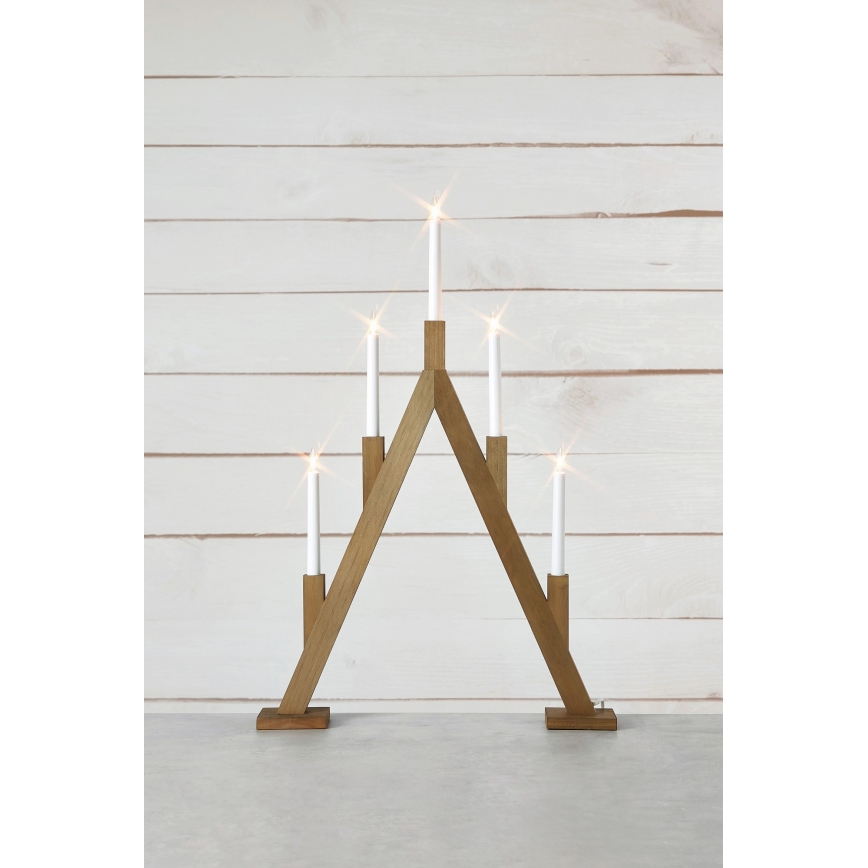 Markslöjd 706161 - Candelabro natalizio BJURFORS 5xE10/3W/230V marrone