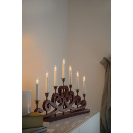 Markslöjd 706210 - Bougeoir de Noël NIGHTFALL 7xE10/3W/230V rouge/laiton