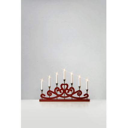 Markslöjd 706210 - Bougeoir de Noël NIGHTFALL 7xE10/3W/230V rouge/laiton