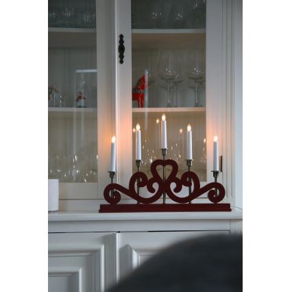 Markslöjd 706211 - Candelabro natalizio ENEBY 5xE10/3W/230V rosso/ottone