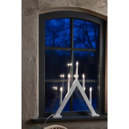 Markslöjd 706222 - Candelabro natalizio ARIELE 5xE10/3W/230V pino/bianco