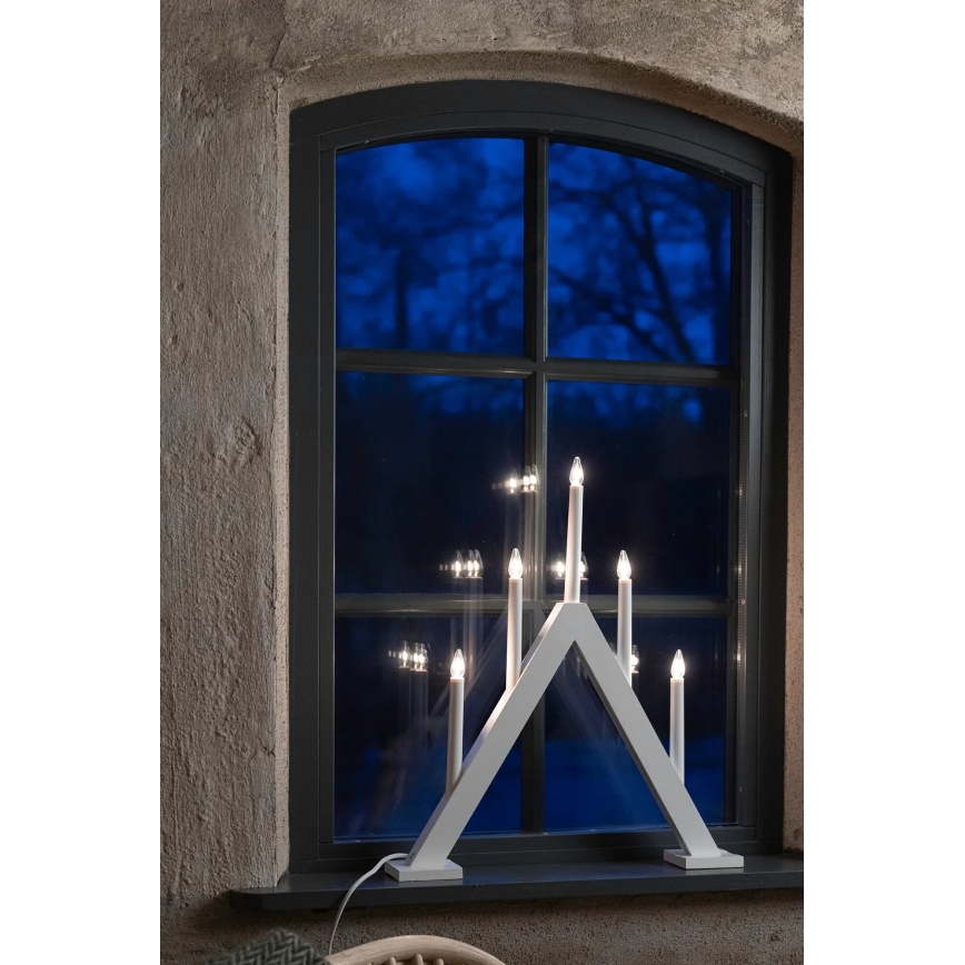 Markslöjd 706222 - Candelabro natalizio ARIELE 5xE10/3W/230V pino/bianco