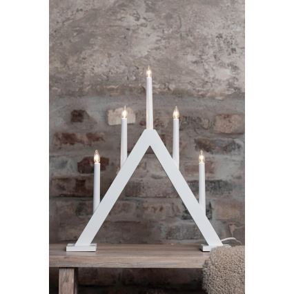 Markslöjd 706222 - Candelabro natalizio ARIELE 5xE10/3W/230V pino/bianco