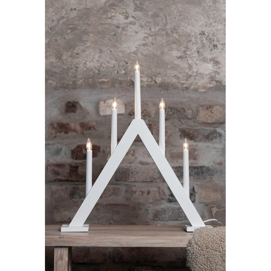Markslöjd 706222 - Weihnachtsleuchter ARIELE 5xE10/3W/230V Kiefer/Weiß