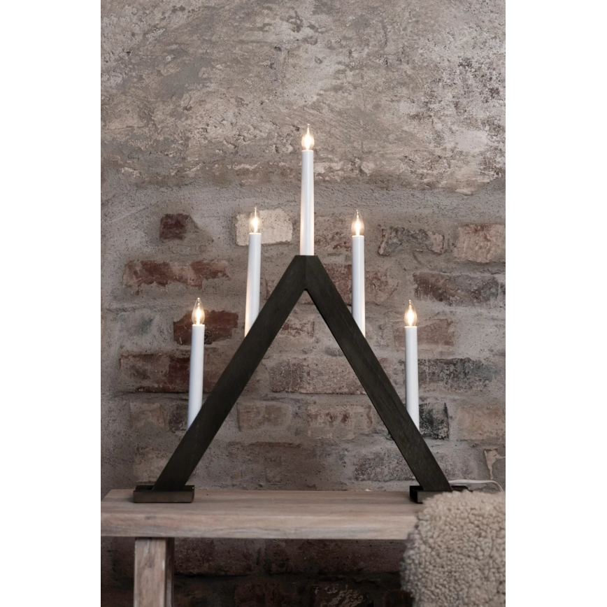 Markslöjd 706224 - Candelabro natalizio ARIELE 5xE10/3W/230V pino/marrone