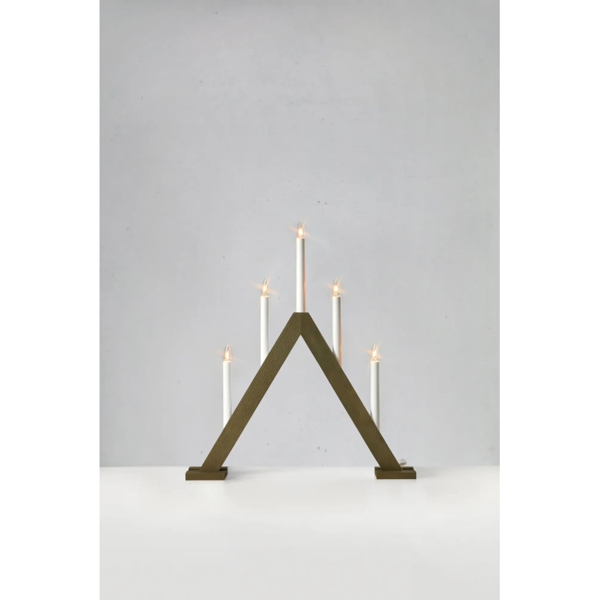 Markslöjd 706224 - Candelabro natalizio ARIELE 5xE10/3W/230V pino/marrone