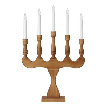 Markslöjd 706279 - Candelabro natalizio SVANEHOLM 5xE10/3W/230V pino/beige