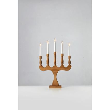 Markslöjd 706279 - Candelabro natalizio SVANEHOLM 5xE10/3W/230V pino/beige