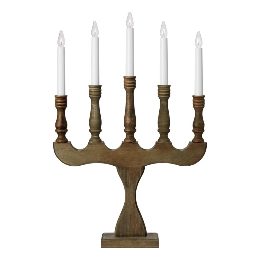 Markslöjd 706280 - Candelabro natalizio SVANEHOLM 5xE10/3W/230V pino/marrone