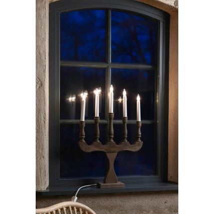 Markslöjd 706280 - Candelabro natalizio SVANEHOLM 5xE10/3W/230V pino/marrone
