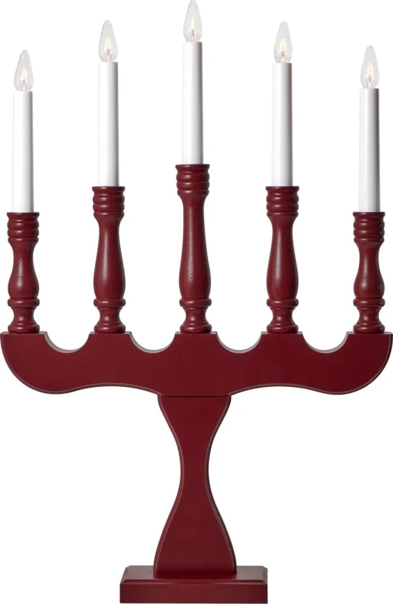 Markslöjd 706373 - Candelabro natalizio SVANEHOLM 5xE10/3W/230V pino/rosso