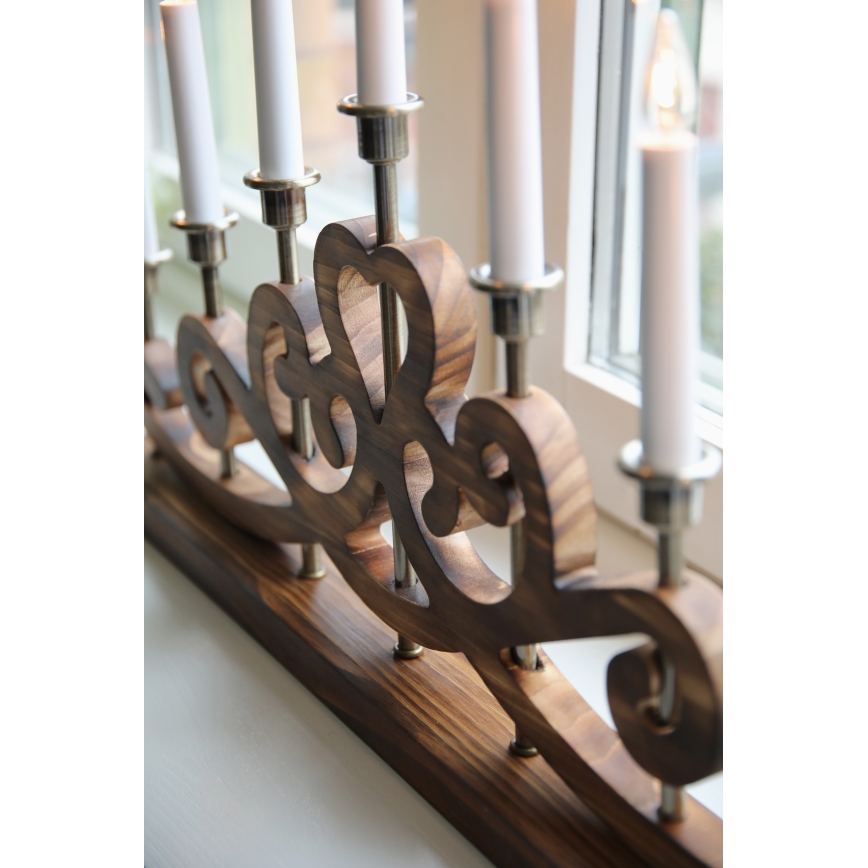 Markslöjd 706428 - Candelabro natalizio NIGHTFALL 7xE10/3W/230V marrone/ottone