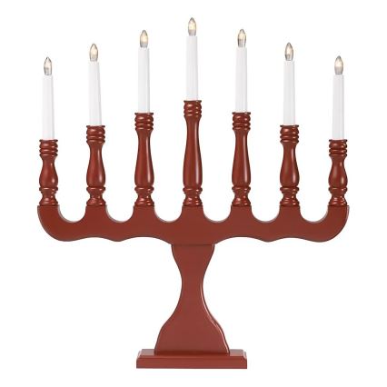 Markslöjd 8004,1 - Weihnachtsleuchter SVANEHOLM 7xE10/3W/230V Kiefer/Rot