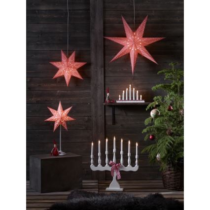 Markslöjd 8004 - Candelabro natalizio SVANEHOLM 7xE10/3W/230V bianco