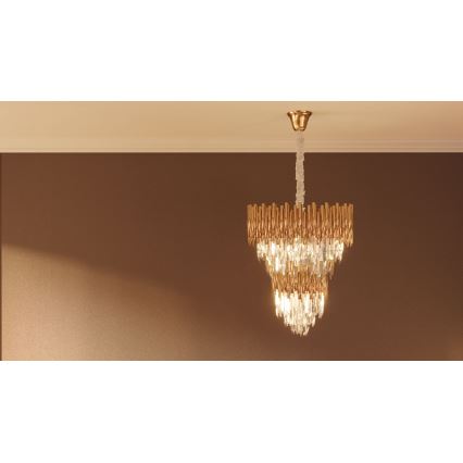 MAXLIGHT P0283 - Kronleuchter an Kette VOGUE 16xE14/40W/230V d 60 cm golden
