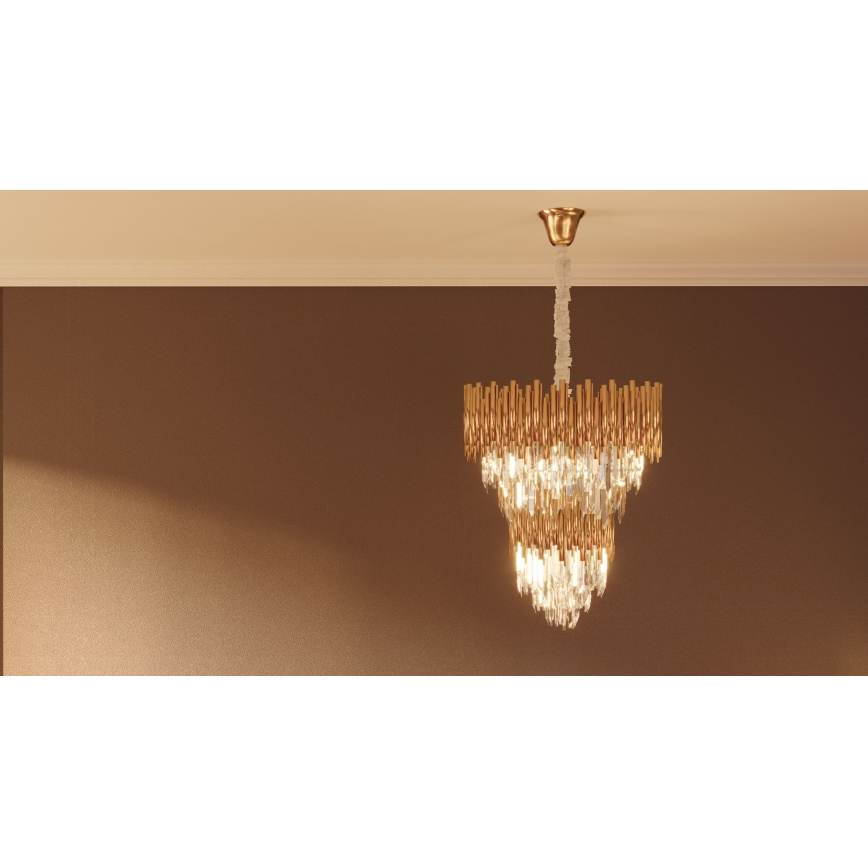 MAXLIGHT P0283 - Kronleuchter an Kette VOGUE 16xE14/40W/230V d 60 cm golden
