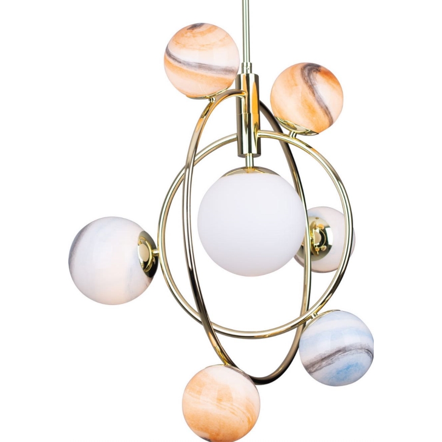 MAXLIGHT P0378 - Lampadario a sospensione con supporto rigido COSMOS 7xG9/40W/230V oro