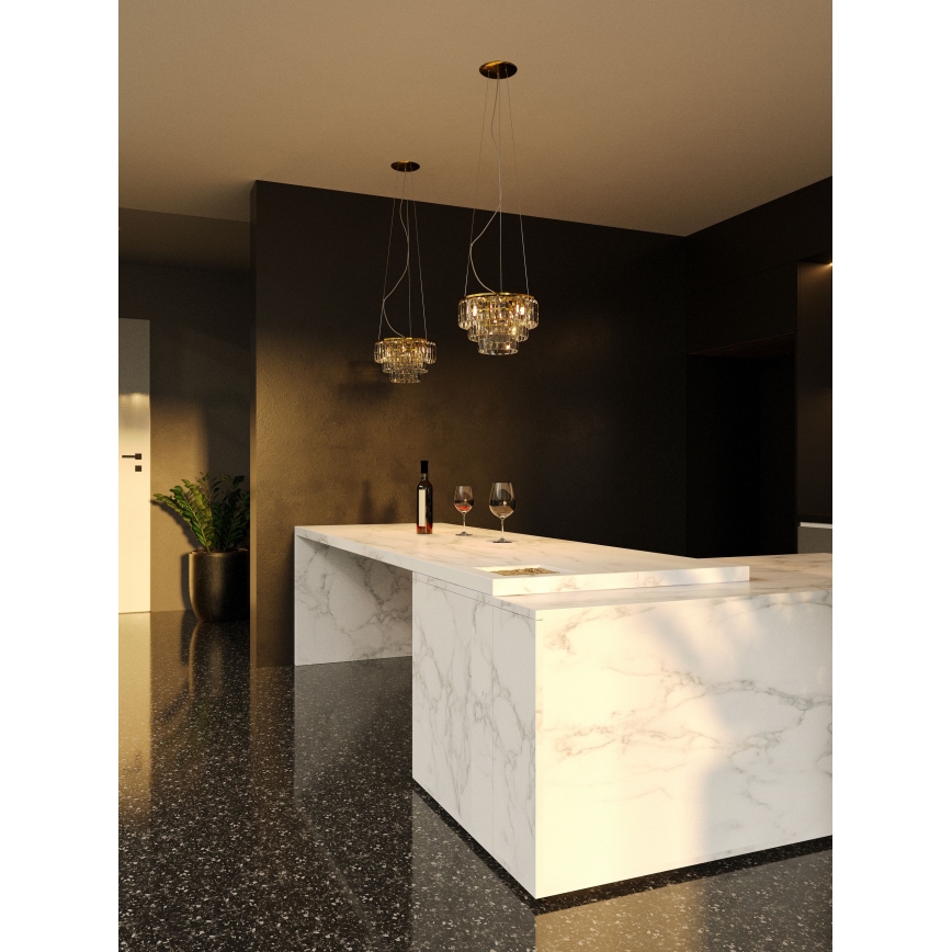 MAXLIGHT P0423 - Lampadario a sospensione con filo MONACO 9xG9/40W/230V diametro 42 cm oro