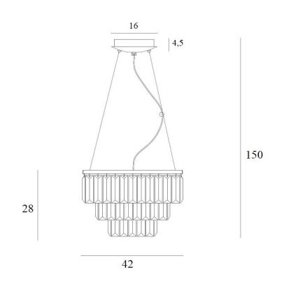 MAXLIGHT P0423 - Lampadario a sospensione con filo MONACO 9xG9/40W/230V diametro 42 cm oro