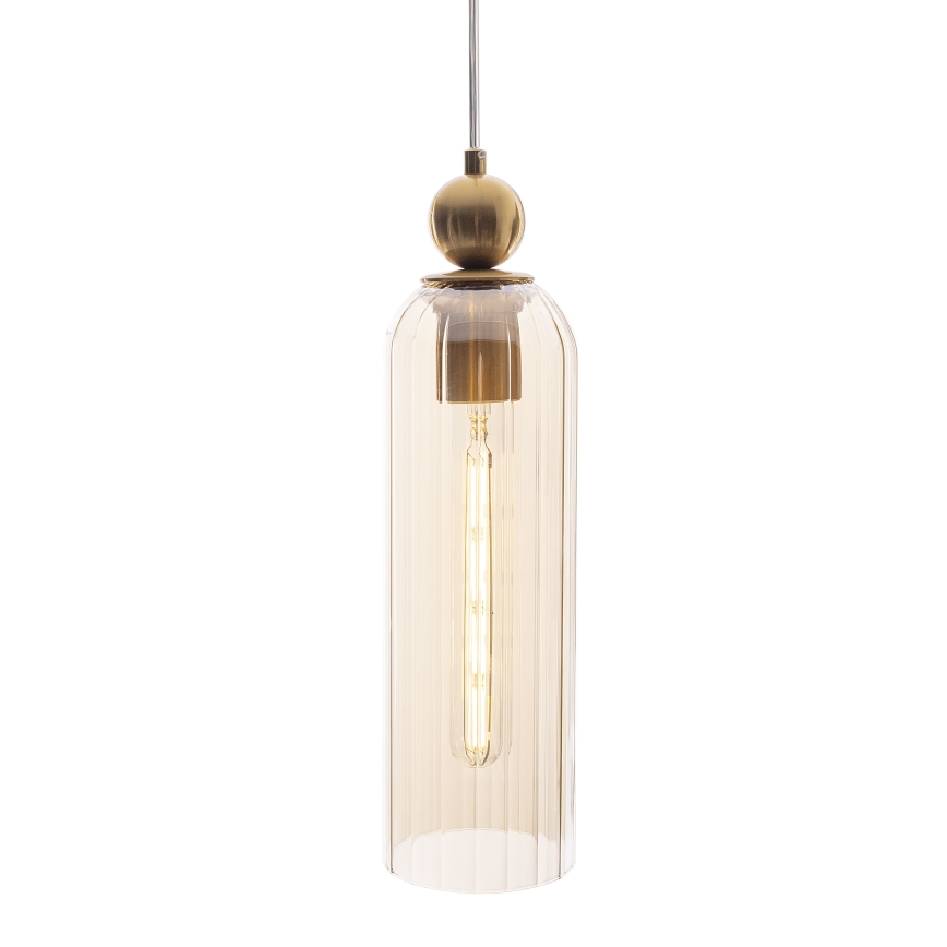 MAXLIGHT P0510 - Hängeleuchte CAMPANILA 1xE27/40W/230V d 10 cm Messing/beige