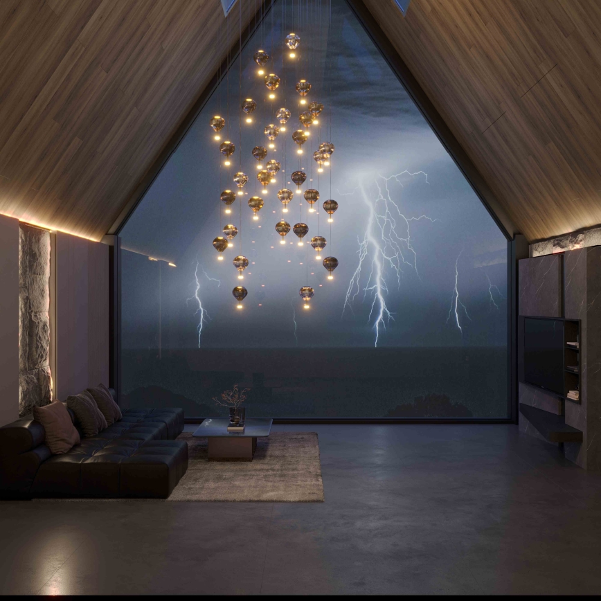 MAXLIGHT P0526D - Dimmbare LED-Hängeleuchte PALLONCINI 11xLED/6W/230V d 45 cm klar/beige/rauchig