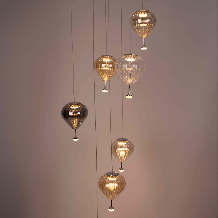 MAXLIGHT P0526D - Lampadario a sospensione con filo LED dimmerabile PALLONCINI 11xLED/6W/230V diametro 45 cm limpido/beige/fumé