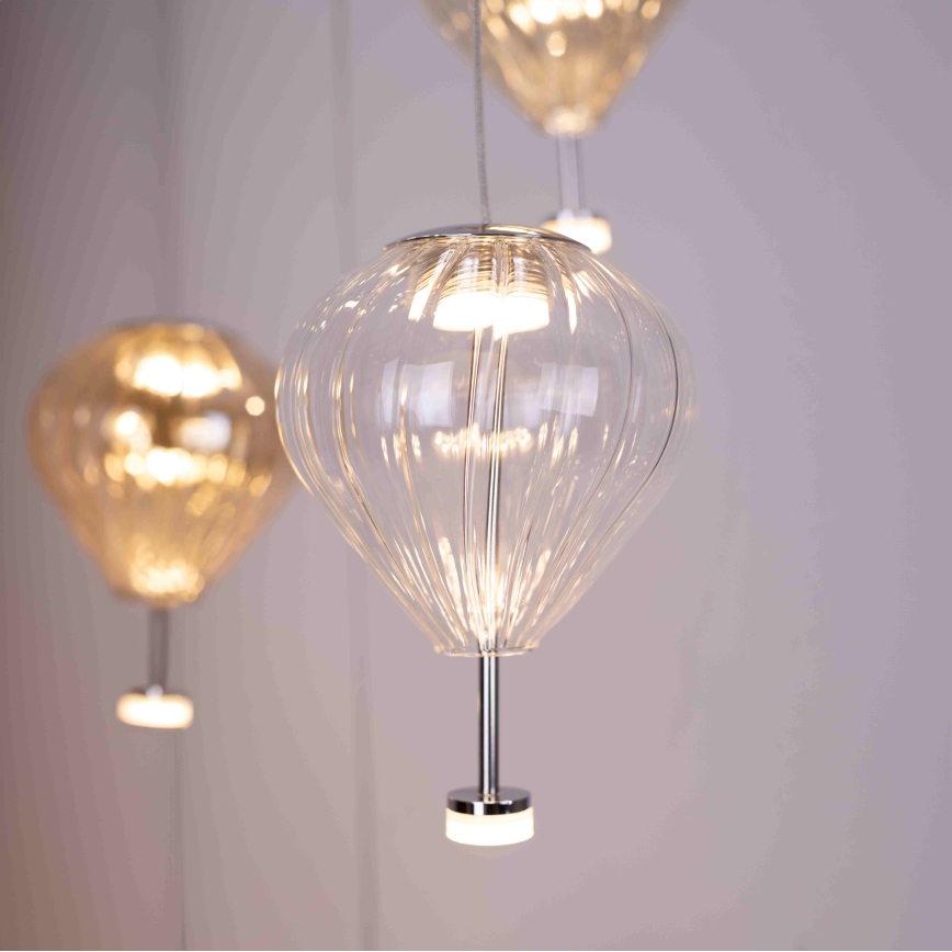 MAXLIGHT P0526D - Lampadario a sospensione con filo LED dimmerabile PALLONCINI 11xLED/6W/230V diametro 45 cm limpido/beige/fumé