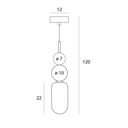 MAXLIGHT P0642 - NOVA Pendelleuchte an Kabel, 1x G9/12W/230V, Ø 12 cm, goldfarben
