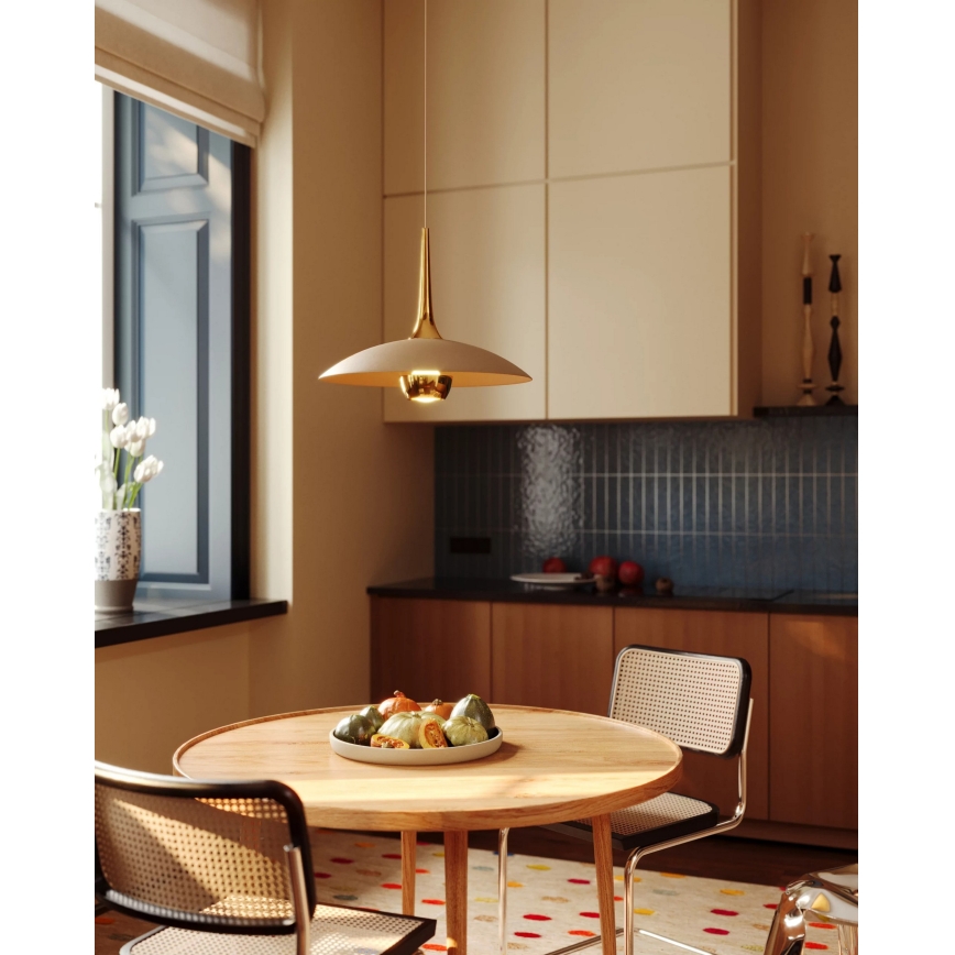 MAXLIGHT P0674 - Suspension LED sur câble MANUKA LED/12W/230V Ø 28 cm doré/beige