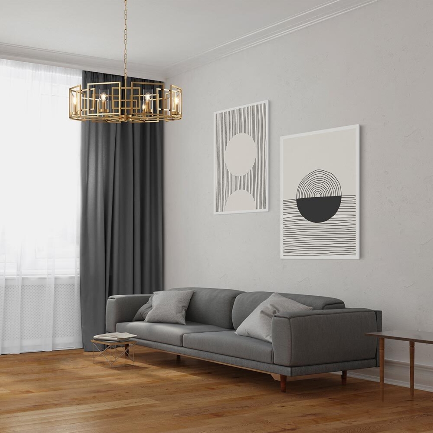 Maytoni H009PL-08G - Lampadario a sospensione con catena BOWI 8xE14/40W/230V