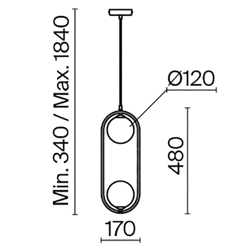 Maytoni MOD013PL-02BS1 - Lampadario a sospensione con filo RING 2xG9/25W/230V ottone
