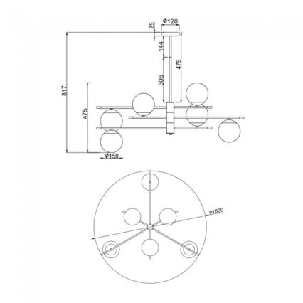 Maytoni MOD048PL-06G - Lampadario a sospensione con supporto rigido NOSTALGIA 6xE14/40W/230V