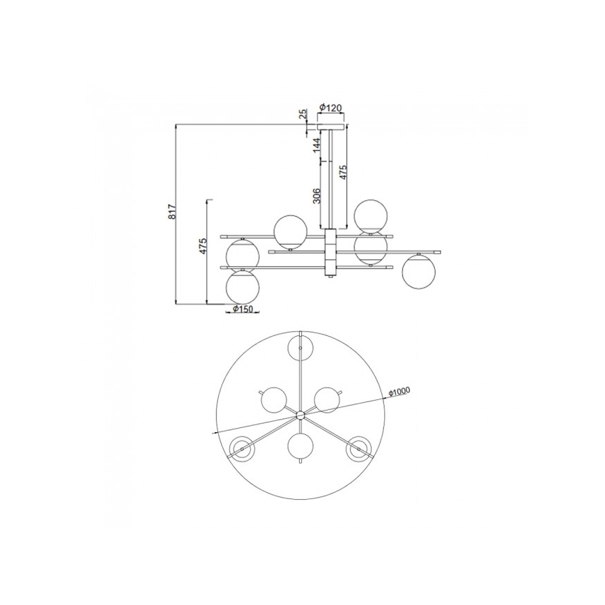 Maytoni MOD048PL-06G - Lampadario a sospensione con supporto rigido NOSTALGIA 6xE14/40W/230V