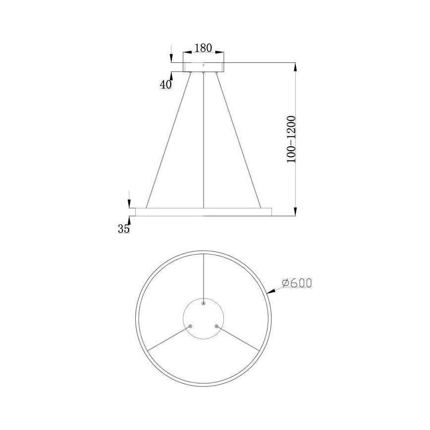 Maytoni MOD058PL-L32B3K - Lampadario LED a sospensione con filo RIM LED/37W/230V 3000K diametro 60 cm nero