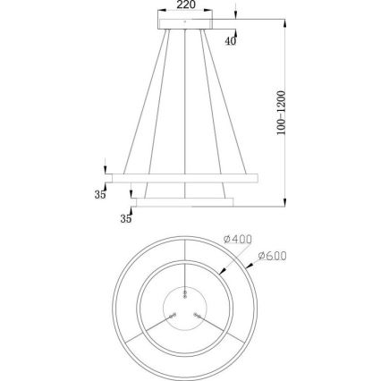 Maytoni MOD058PL-L55B3K - Lampadario LED a sospensione con filo RIM LED/61W/230V 3000K diametro 60 cm nero