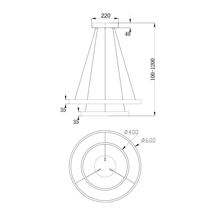 Maytoni MOD058PL-L55B3K - Lampadario LED a sospensione con filo RIM LED/61W/230V 3000K diametro 60 cm nero