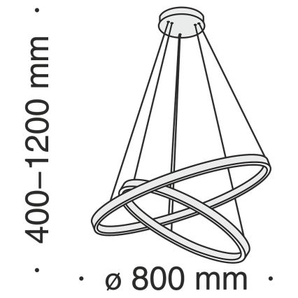 Maytoni MOD058PL-L74B3K - Suspension filaire RIM LED/88W/230V 3000K d. 80 cm noir