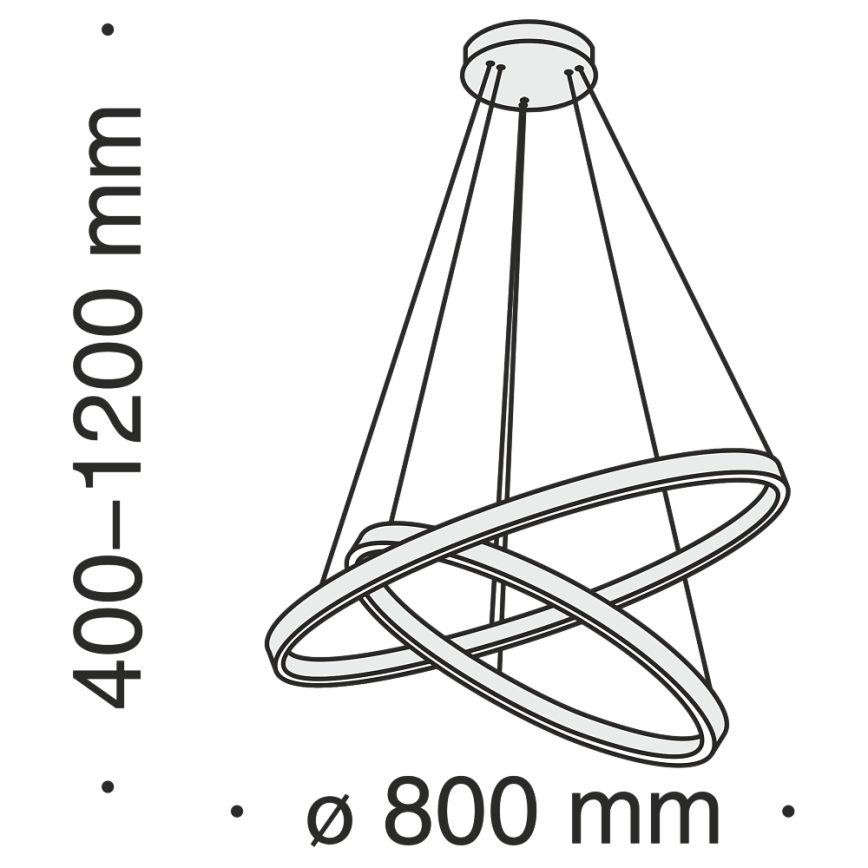 Maytoni MOD058PL-L74B3K - Suspension filaire RIM LED/88W/230V 3000K d. 80 cm noir