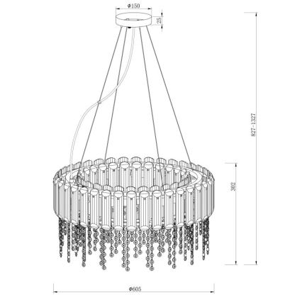 Maytoni MOD097PL-08CH - Lampadario a sospensione con filo HAIL 8xE14/40W/230V diametro 60,5 cm cromo lucido