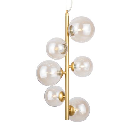 Maytoni MOD545PL-06G - Lampadario a sospensione con filo DALLAS 6xG9/28W/230V ottone