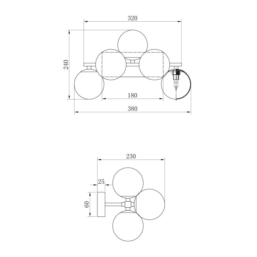 Maytoni MOD547WL-05B - Wandleuchte DALLAS 5xG9/28W/230V schwarz