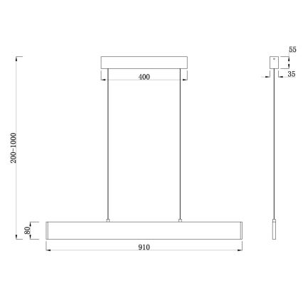 Maytoni P010PL-L23B4K - LED-Hängeleuchte STEP LED/23W/230V 4000K 91 cm schwarz