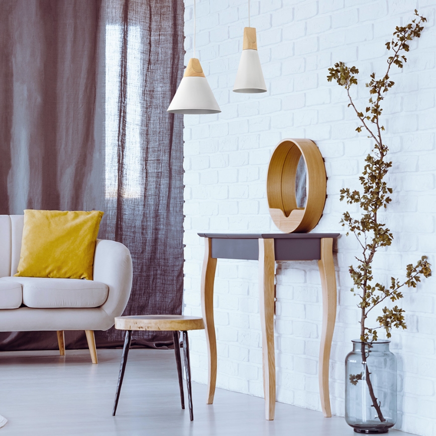 Maytoni P359-PL-01-W - Lampadario a sospensione con filo BICONES 1xE27/60W/230V diametro 22 cm bianco/beige