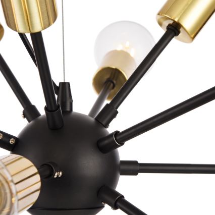 Maytoni T546PL-12B - Pendelleuchte JACKSON an Kabel 12xE27/7W/230V schwarz/gold