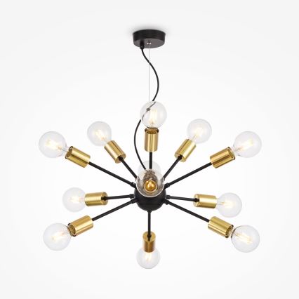 Maytoni T546PL-12B - Pendelleuchte JACKSON an Kabel 12xE27/7W/230V schwarz/gold