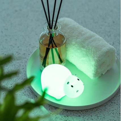 MegaLight - LED RGB Ricaricabile per bambini touch lampada per vasca da bagno SWIMMY HIPPO LED/5V IP67