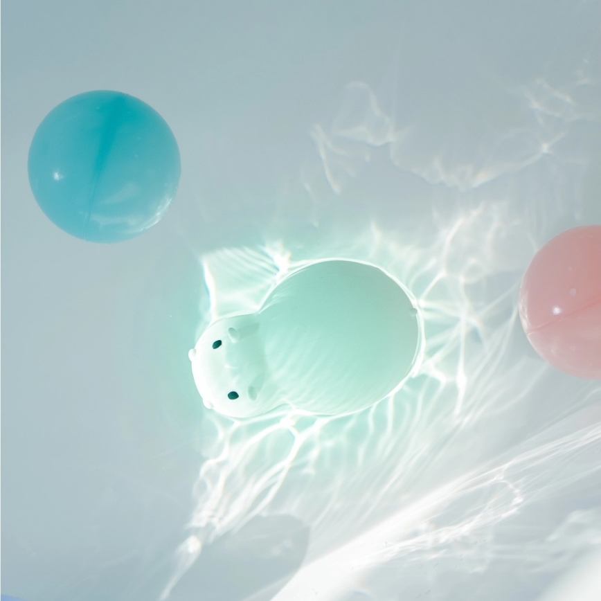 MegaLight - LED RGB Ricaricabile per bambini touch lampada per vasca da bagno SWIMMY HIPPO LED/5V IP67