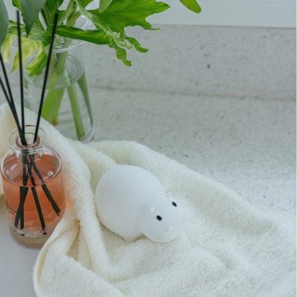MegaLight - LED RGB Ricaricabile per bambini touch lampada per vasca da bagno SWIMMY HIPPO LED/5V IP67