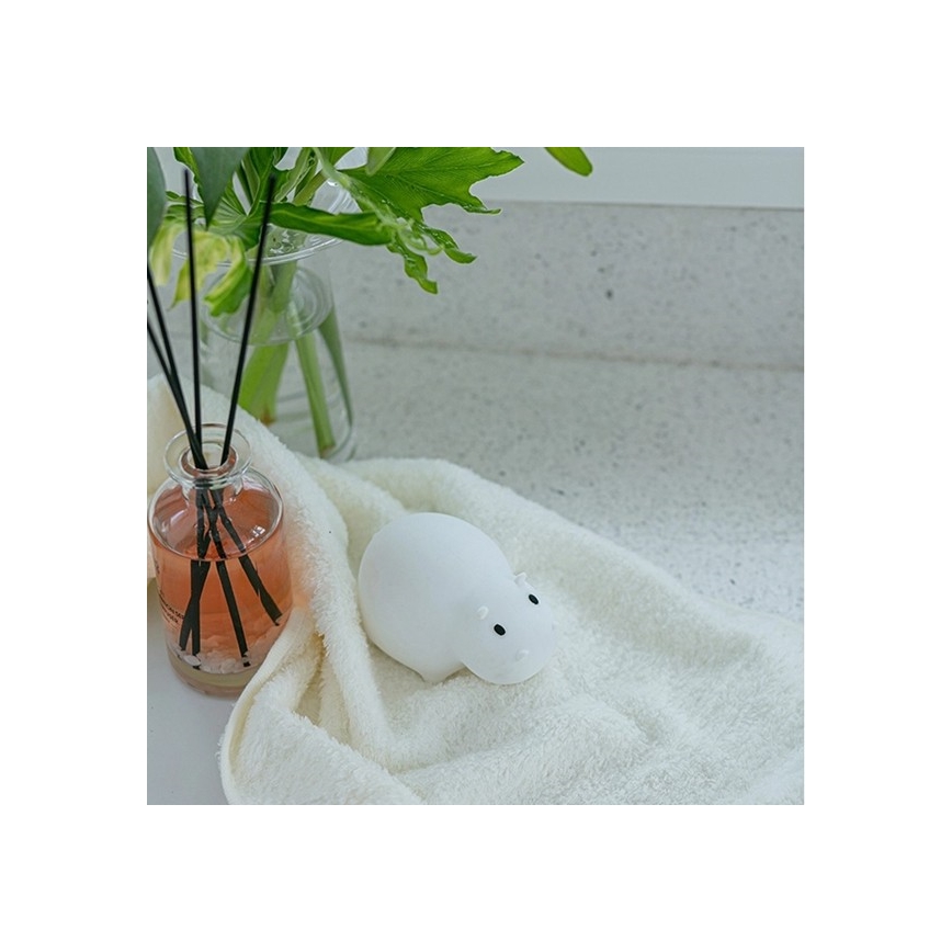MegaLight - LED RGB Ricaricabile per bambini touch lampada per vasca da bagno SWIMMY HIPPO LED/5V IP67