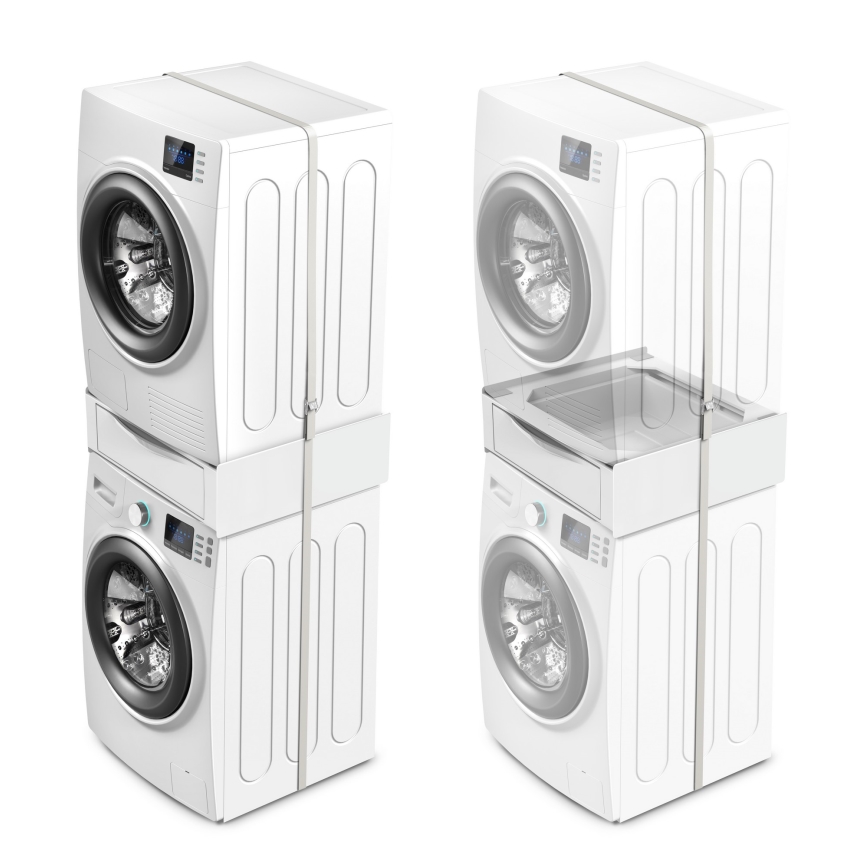 Meliconi 656112 - Entretoise pour lave-linge et sèche-linge avec tiroir de rangement coulissant 28 l blanche